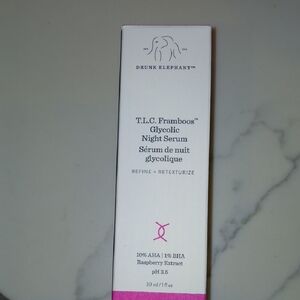 Drunk Elephant T.L.C. Framboos Glycolic Night Serum - Pink and White